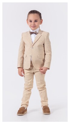 Wholesale 4-Piece Boys Suit Set With Shirt Jacket Pants And Bowti 5-8Y Lemon 1015-9819 Yellow
