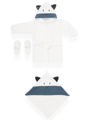 Wholesale 4-Piece Unisex Baby Bathrobe Set 0-24M Bebitof 2020-30035 - Bebitof