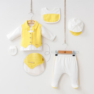 Wholesale 5-Piece Baby Boys Newborn Body Pants Hat Glove Bib Set 0-3M Minizeyn 2014-7048 - Minizeyn (1)
