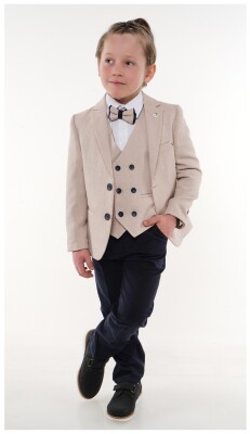 Wholesale 5-Piece Boys Suit Set with Vest Shirt Jacket Pants and Bowti 5-8Y Terry 1036-5747 - Terry