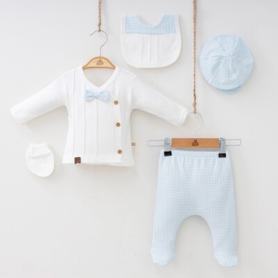 Wholesale 5-Piece Newborn Baby Boys Body Pants Hat Bib Glove 0-3M Minizeyn 2014-7038 - Minizeyn