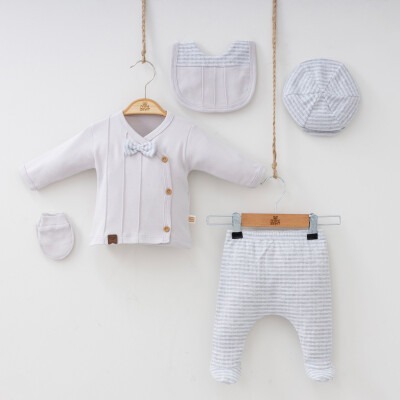 Wholesale 5-Piece Newborn Baby Boys Body Pants Hat Bib Glove 0-3M Minizeyn 2014-7038 - Minizeyn (1)