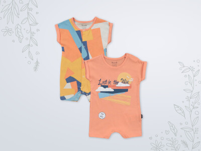 Wholesale Baby Boy 2-Piece Rompers 3-18M Miniworld 1003-18235 Oranj 