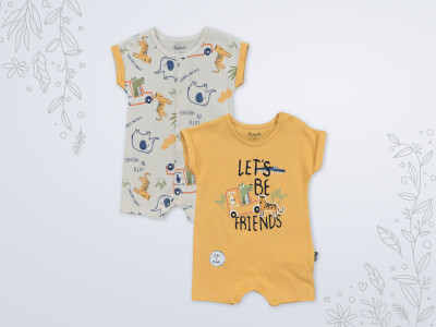 Wholesale Baby Boy 2-Piece Rompers 3-18M Miniworld 1003-18245 Mustard