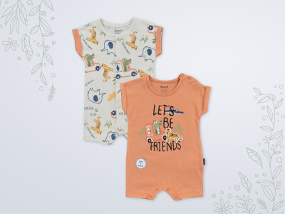 Wholesale Baby Boy 2-Piece Rompers 3-18M Miniworld 1003-18245 Light Cinnamon
