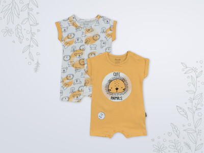 Wholesale Baby Boy 2-Piece Rompers Set 3-18M Miniworld 1003-18250 Mustard