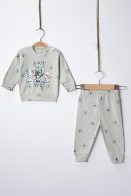 Wholesale Baby Boy Paw Print Pajama Set 3-9M Hoppidik 2017-2390 - Hoppidik