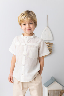 Wholesale Baby Boy Shirt 6-24M Mininio 2062-251M1LBT82 Ecru