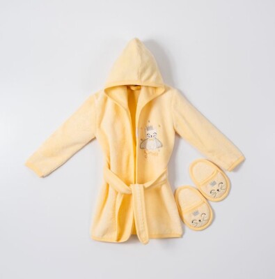 Wholesale Baby Boys 2-Piece Bathrobe Set with Slipper 1-4Y Ramel Kids 1072-482E - Ramel Kids (1)