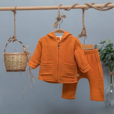 Wholesale Baby Boys 2-Piece Muslin Set With Cardigan 6-24M 1097-4734 Tile Red 