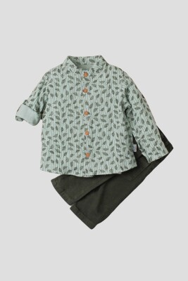 Wholesale Baby Boys 2-Piece Shirt Set with Pants 9-24M Kidexs 1026-35067 Green Almond