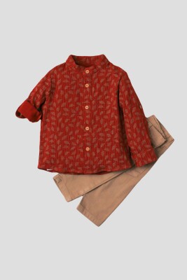 Wholesale Baby Boys 2-Piece Shirt Set with Pants 9-24M Kidexs 1026-35067 Tile Red 