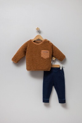 Wholesale Baby Boys 2-Piece Sweatshirt and Pants Set 6-24M Tongs 1028-4884 Brown