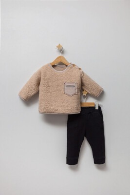 Wholesale Baby Boys 2-Piece Sweatshirt and Pants Set 6-24M Tongs 1028-4884 Beige