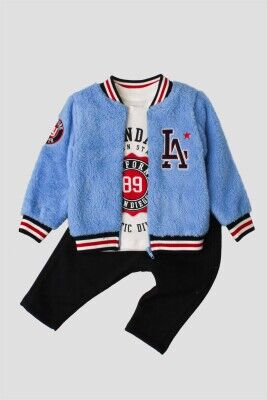 Wholesale Baby Boys 3-Piece Cardigan, Body and Pants Set 9-24M Kidexs 1026-45045 Dark Blue