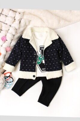 Wholesale Baby Boys 3-Piece Cardigan Set with Body and Pants 9-24M Kidexs 1026-45040 - Kidexs (1)