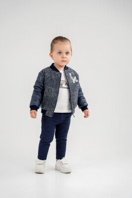 Wholesale Baby Boys 3-Piece Coat Set with Pants and T-shirt 9-24M Lemon 1015-9974 Navy 