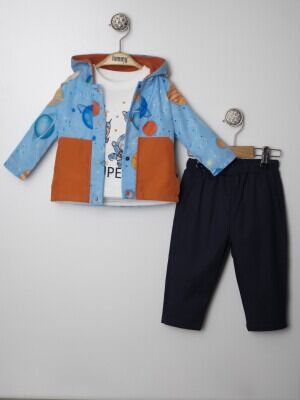 Wholesale Baby Boys 3-Piece Jacket Pants and Long Sleeve T-Shirt Set 6-18M Lummy Baby 2010-9025 Blue