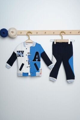 Wholesale Baby Boys 3-Piece Jacket Pants and Long Sleeve T-Shirt Set 6-18M Lummy Baby 2010-9070 Blue