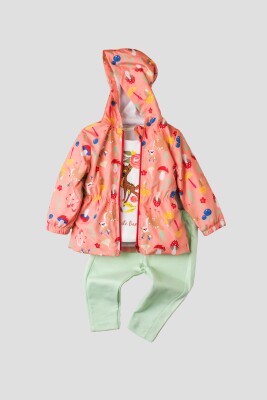 Wholesale Baby Boys 3-Piece Jacket, T-shirt and Pants Set 9-24M Kidexs 1026-90093 Salmon Color 