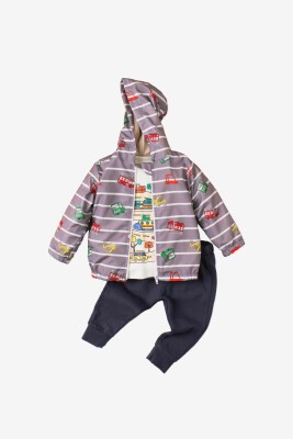 Wholesale Baby Boys 3-Piece Raincoat Set with T-shirt and Pants 9-24M Kidexs 1026-90096 - Kidexs