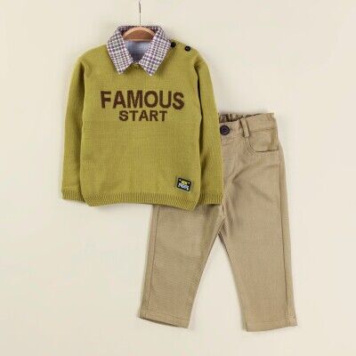 Wholesale Baby Boys 3-Piece Sweater Shirt and Denim Pants Set 9-24M Babymuz 2009-5151 - Babymuz