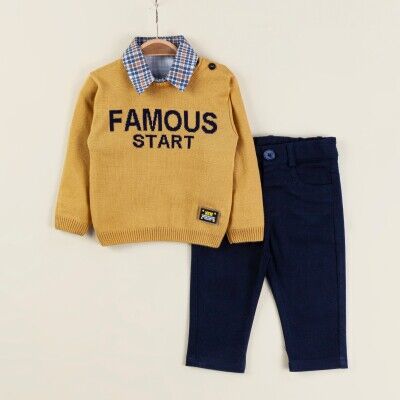 Wholesale Baby Boys 3-Piece Sweater Shirt and Denim Pants Set 9-24M Babymuz 2009-5151 - Babymuz (1)