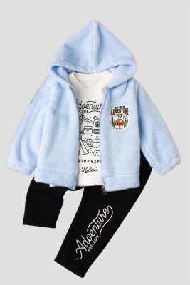 Wholesale Baby Boys 3-Piece Tracksuit Set 9-24M Kidexs 1026-45038 Light Blue