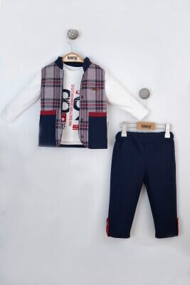 Wholesale Baby Boys 3-Piece Vest Pants and Long Sleeve T-Shirt 6-18M Lummy Baby 2010-9062 Gray