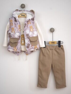 Wholesale Baby Boys 3-Piece Vest Pants and Long Sleeve T-Shirt 6-18M Lummy Baby 2010-9075 Lilac