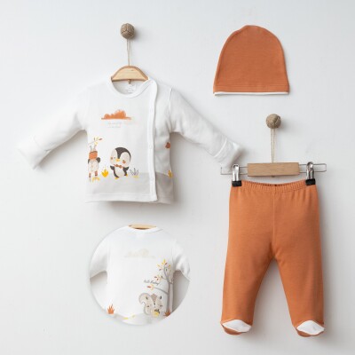 Wholesale Baby Boys 3-Pieces Newborn Set 0-3M Gümüş Baby 2043-0041 - Gümüş Baby