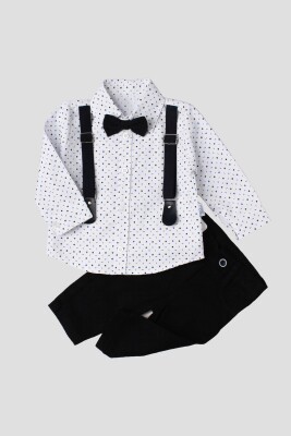 Wholesale Baby Boys 4-Piece Shirt Pants Suspender and Bowtie 6-24M Kidexs 1026-35062 Blue
