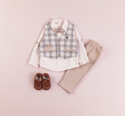 Wholesale Baby Boys 4-Piece Vest Shirt Pants and Bowtie Set 3-12M BabyRose 1002-4389 - BabyRose (1)