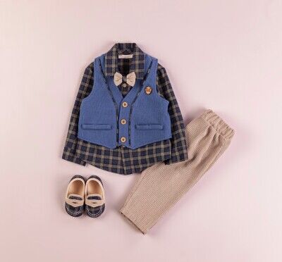 Wholesale Baby Boys 4-Piece Vest Shirt Pants and Shoes Set 3-12M BabyRose 1002-4375 - BabyRose (1)