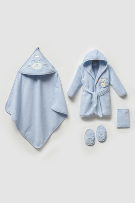 Wholesale Baby Boys 4-Pieces Bathroom Set 0-36M Ramel Kids 1072-703E Blue