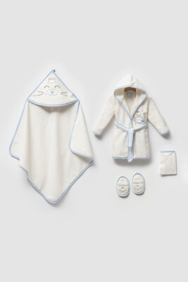Wholesale Baby Boys 4-Pieces Bathroom Set 0-36M Ramel Kids 1072-703E Light Blue