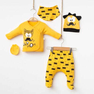 Wholesale Baby Boys 5-Piece Newborn Set 0-3M Minizeyn 2014-5554 Mustard