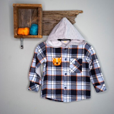 Wholesale Baby Boys Hooded Shirt 6-24M Timo 1018-T3EDÜ014239231 Blue