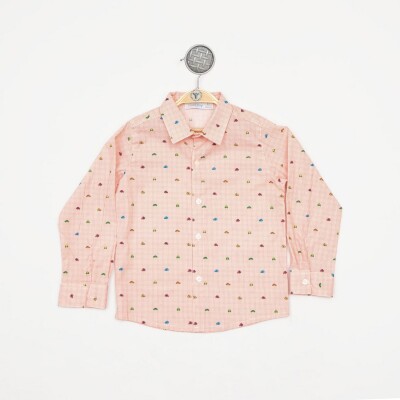 Wholesale Baby Boys Long Sleeve Patterned Shirt 6-24M Timo 1018-TEDÜ012234441 Red