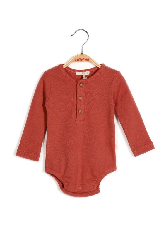 Wholesale Baby Boys Onesies with Button Gots Certificate 100% Organic Cotton 0-36M Zeyland 1070-232M - 2