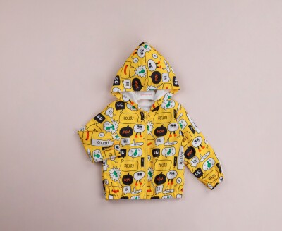 Wholesale Baby Boys Patterned Raincoat with Hooded 9-24M BabyRose 1002-8433 Yellow