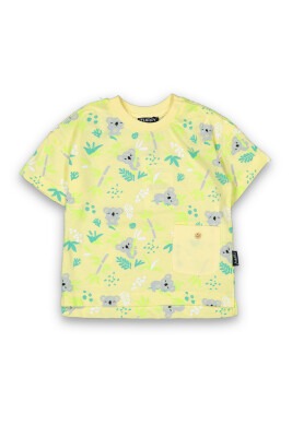 Wholesale Baby Boys Patterned T-shirt 6-18M Tuffy 1099-8020 Yellow