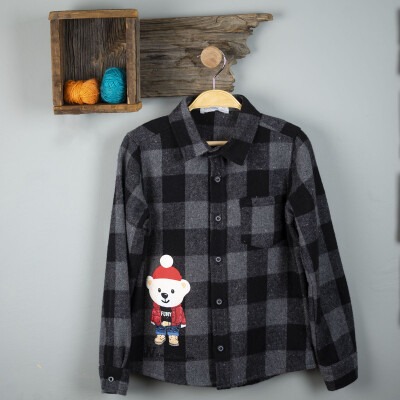 Wholesale Baby Boys Plaid Shirt 6-24M Timo 1018-T3EDÜ012224941 Gray