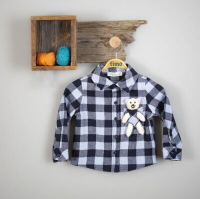 Wholesale Baby Boys Plaid Shirt 6-24M Timo 1018-T3EDÜ014239201 - Timo