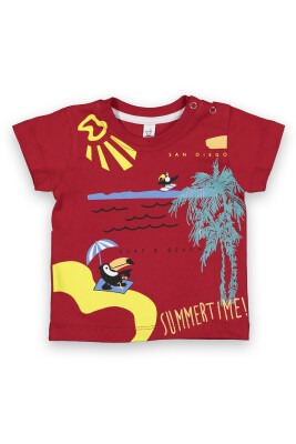 Wholesale Baby Boys Printed T-Shirt 6-18M Difa 1078-17007 Red