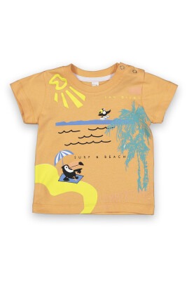 Wholesale Baby Boys Printed T-Shirt 6-18M Difa 1078-17007 Orange