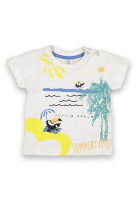 Wholesale Baby Boys Printed T-Shirt 6-18M Difa 1078-17007 Ecru