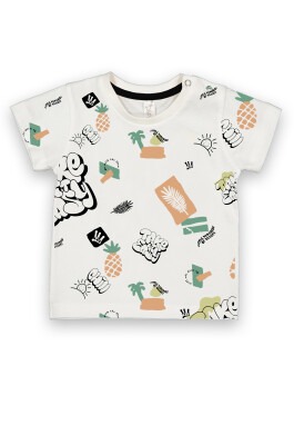 Wholesale Baby Boys Printed T-shirt 6-18M Difa 1078-17013 White