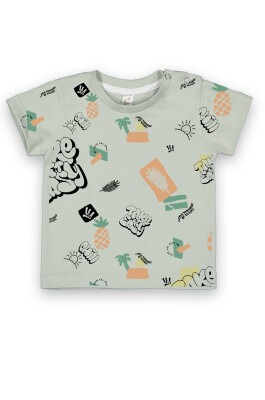 Wholesale Baby Boys Printed T-shirt 6-18M Difa 1078-17013 Green