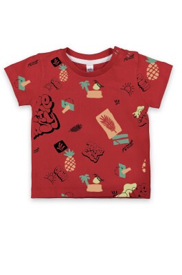 Wholesale Baby Boys Printed T-shirt 6-18M Difa 1078-17013 Red